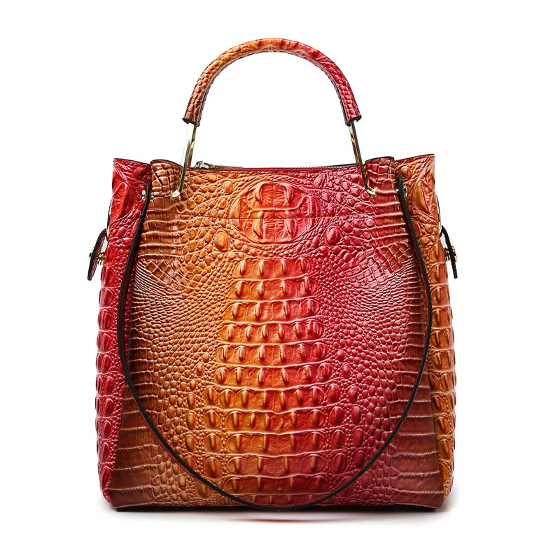 Women's Crocodile Pattern Handbag Shoulder Tote Bag