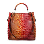 Women's Crocodile Pattern Handbag Shoulder Tote Bag