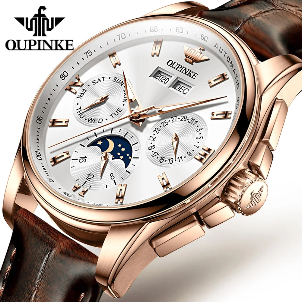 Men's Automatic Mechanical Watch with Moon Phase