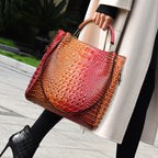 Women's Crocodile Pattern Handbag Shoulder Tote Bag