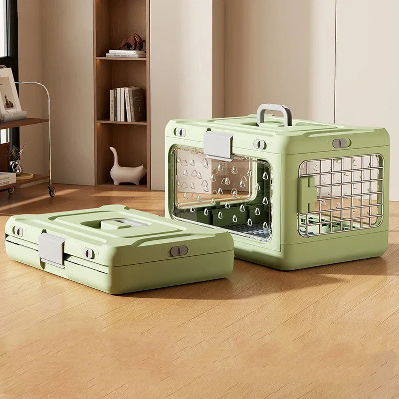 Portable Folding Transparent Travel Pet Carrier Suitcase for Cats Dogs