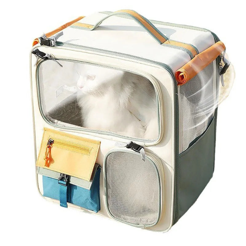 Expandable Large Capacity Breathable Pet Carrier Backpack for Cats Dogs