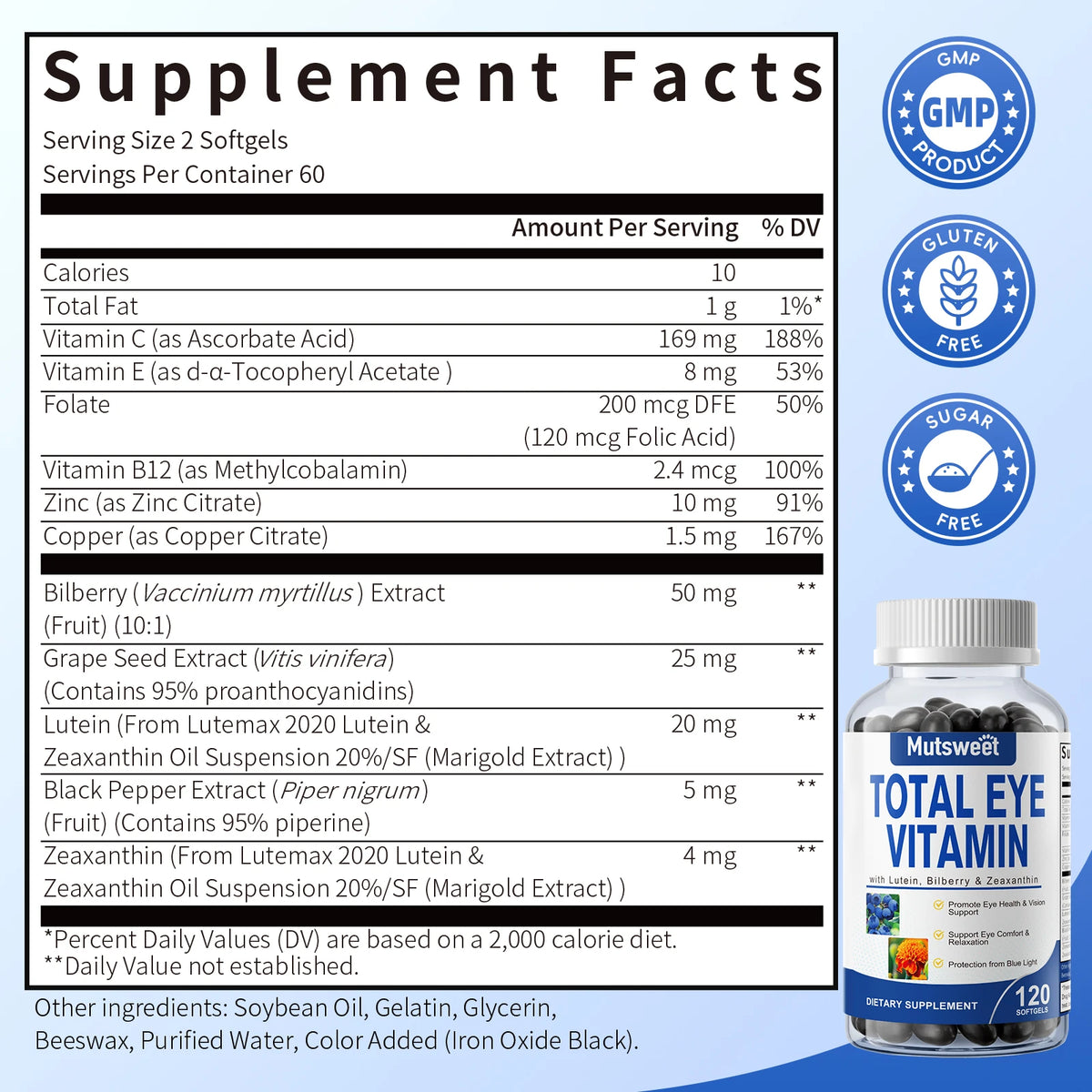Eye Vitamin with Lutein & Zeaxanthin Vision Support Supplement