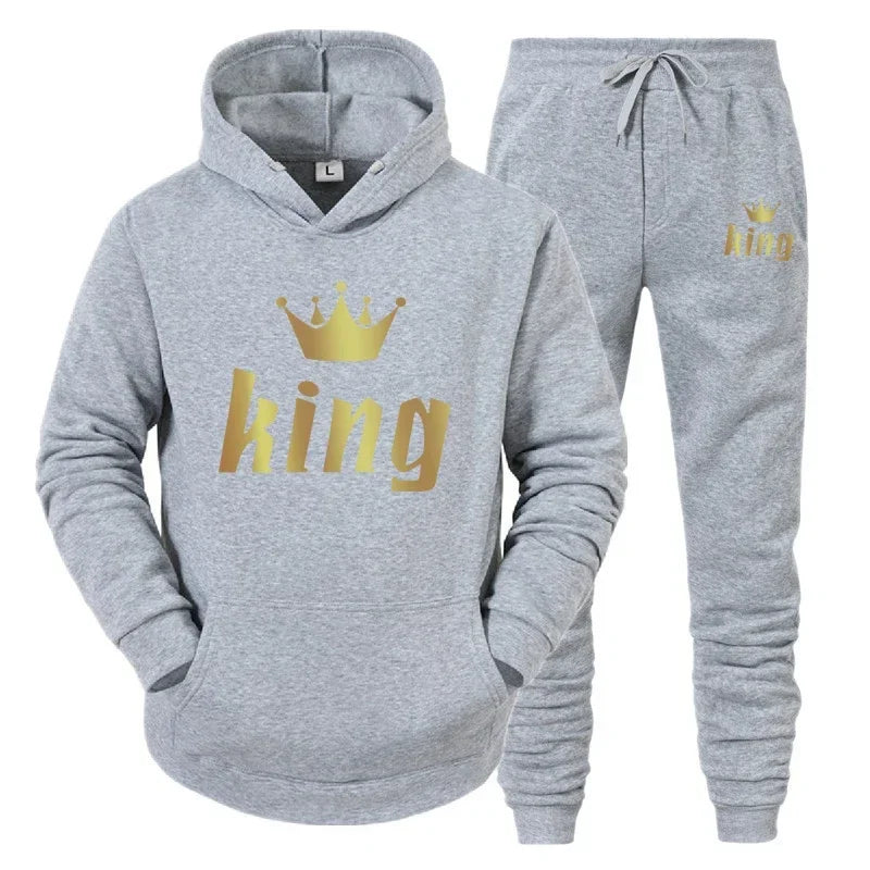 King & Queen Couple Hoodie and Jogger Pants Set