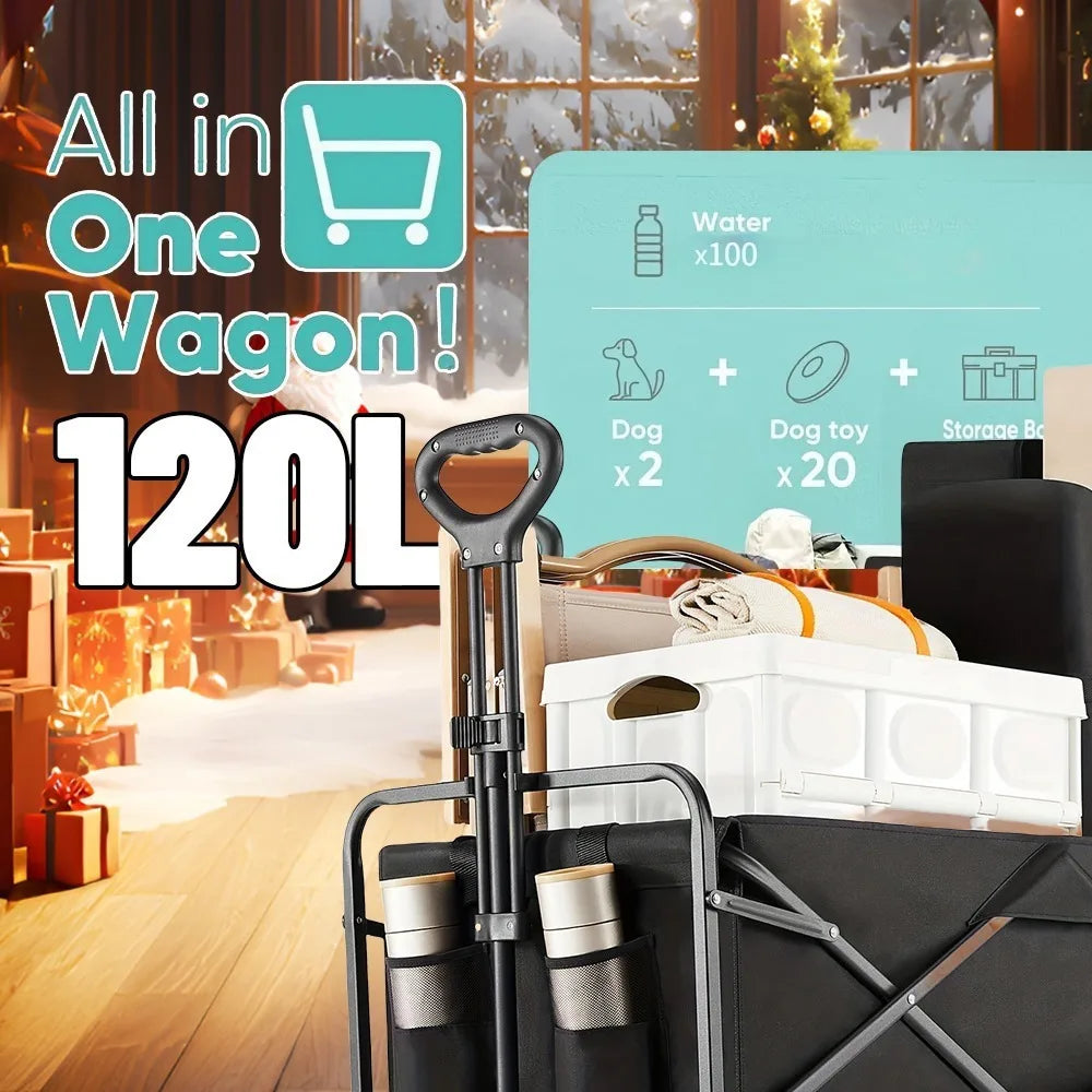 Heavy Duty Folding Wagon Cart with All Terrain Wheels
