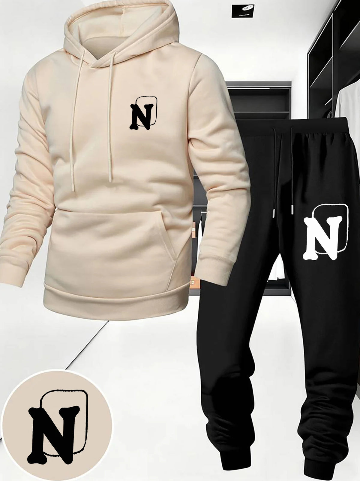 Men's Graphic Print Hoodie and Jogger Tracksuit Set