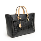 Women's Embossed Letter Shopper Shoulder Tote Bag