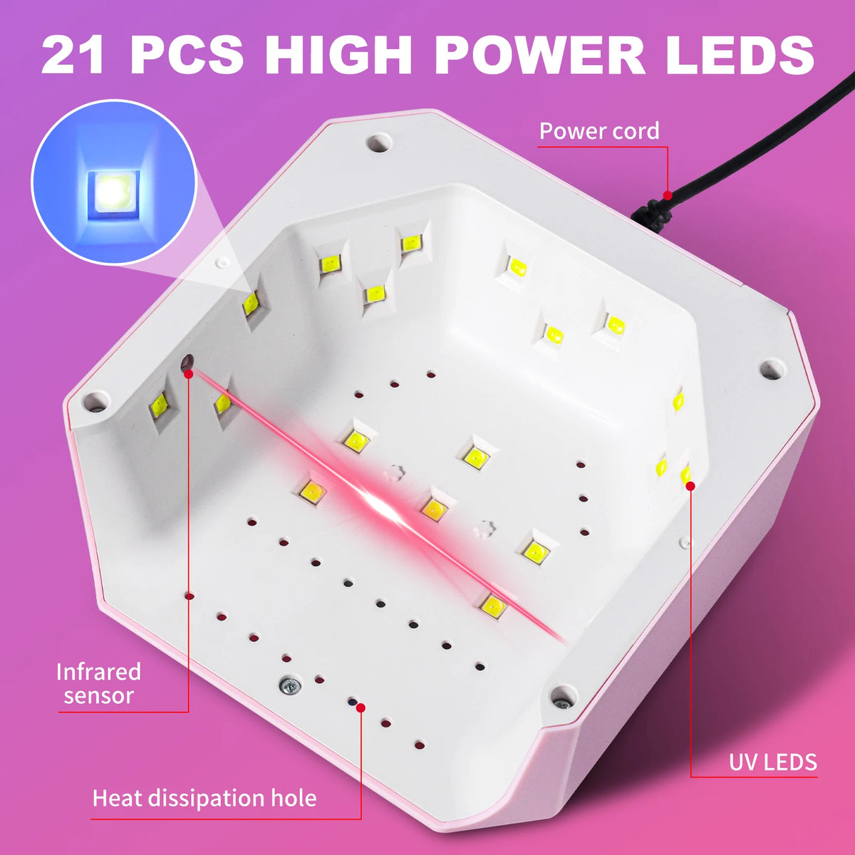 Portable UV Nail Dryer Lamp 21 LEDs for Gel Polish