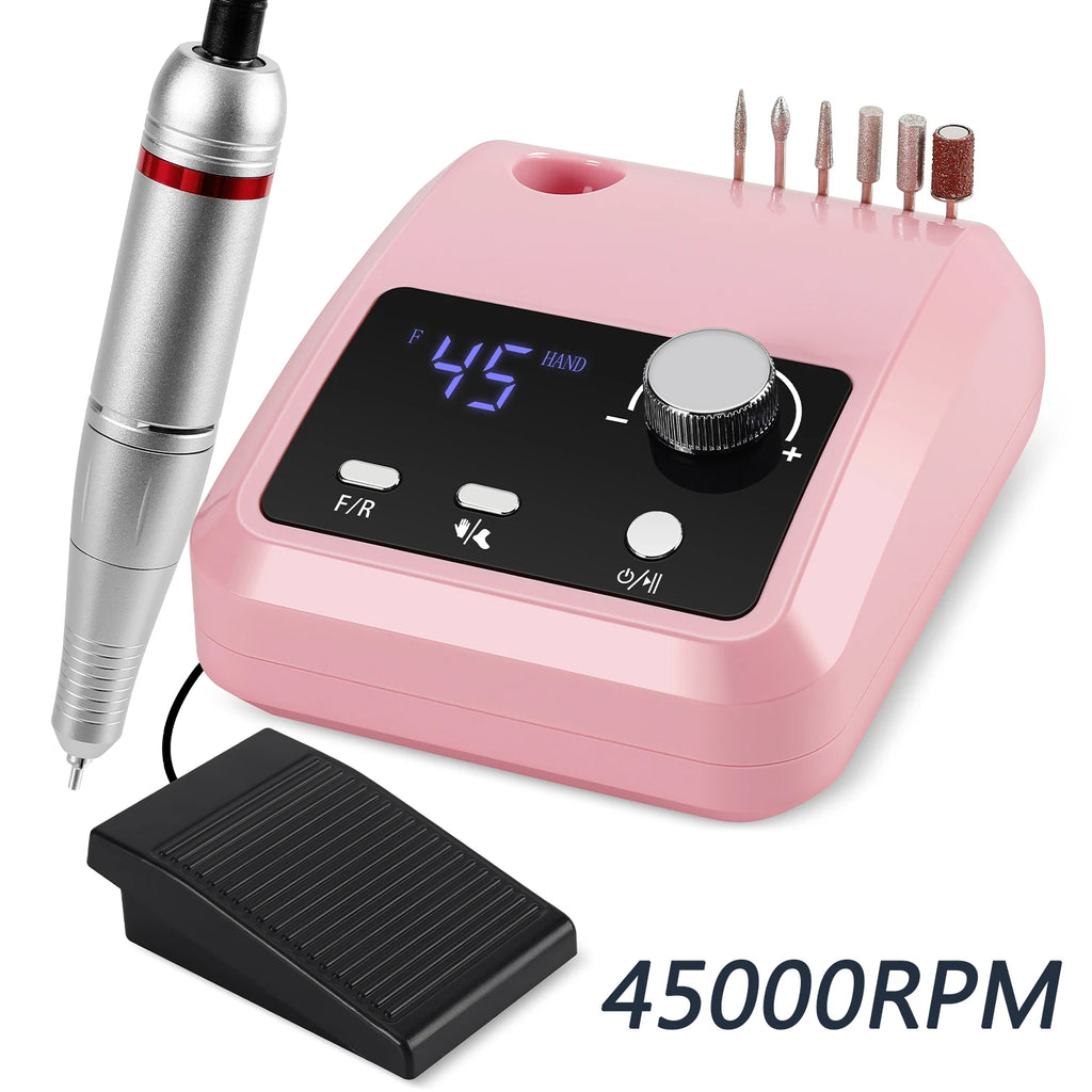 45000 RPM Electric Nail Drill Kit for Acrylic Gel Dip Powder Nails