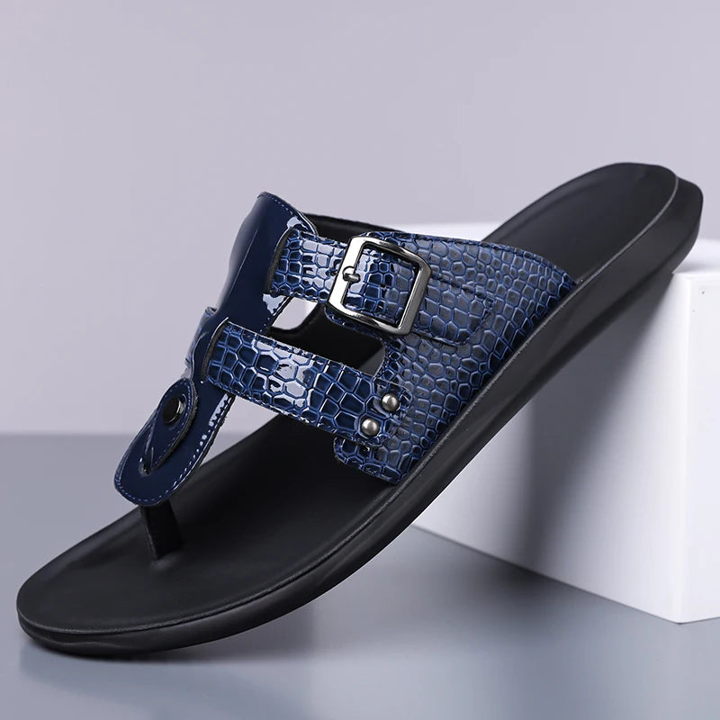 Men's Crocodile Pattern Anti-Slip Thong Sandals