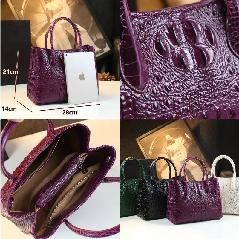 Women's Alligator Pattern Leather Handbag Crossbody Bag