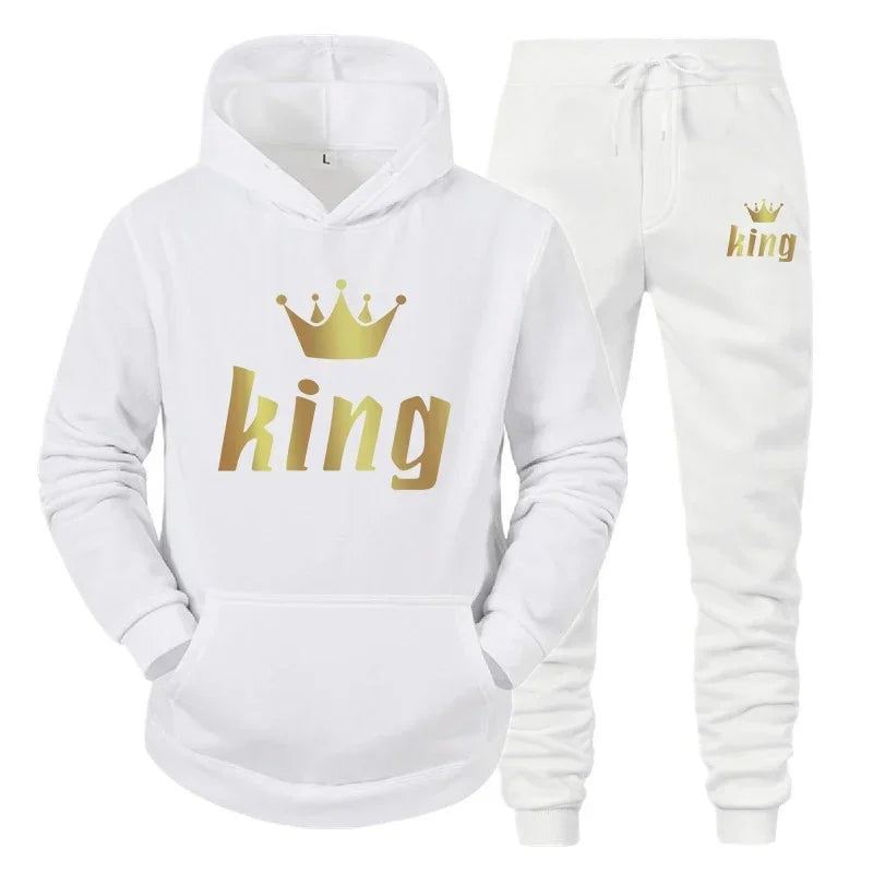 King & Queen Couple Hoodie and Jogger Pants Set