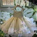 Girls' Lace Beaded Flower Girl Ball Gown Dress