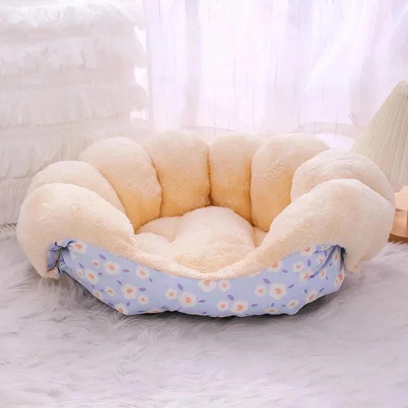 Warm Fluffy Plush Basket House Bed for Cats Dogs