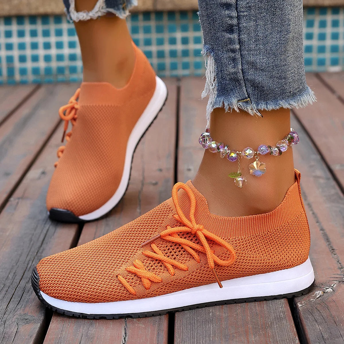 Women's Breathable Mesh Walking Flat Casual Sneakers 2026