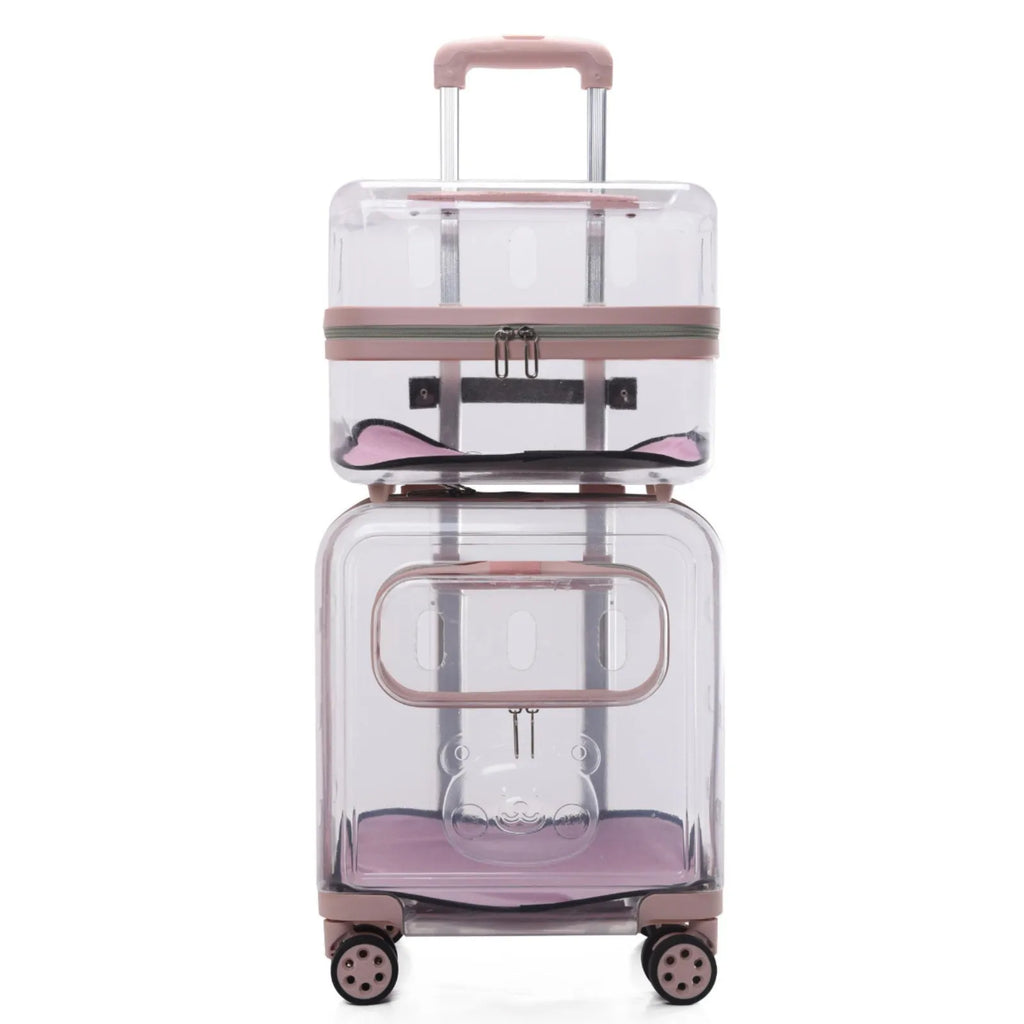 Double-layer Rolling Pet Stroller Carrier Backpack for Cats Dogs