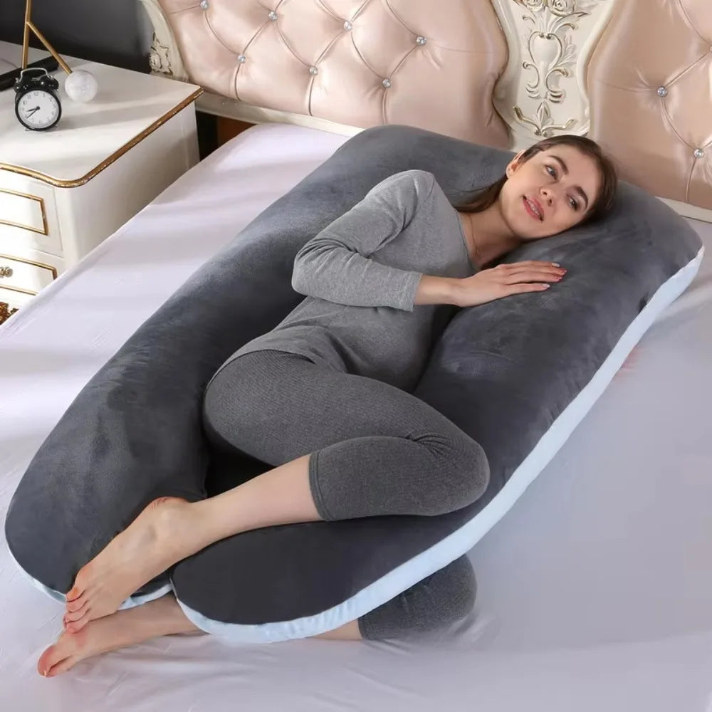 U-Shape Maternity Body Pillow Soft Fleece Pregnancy Support