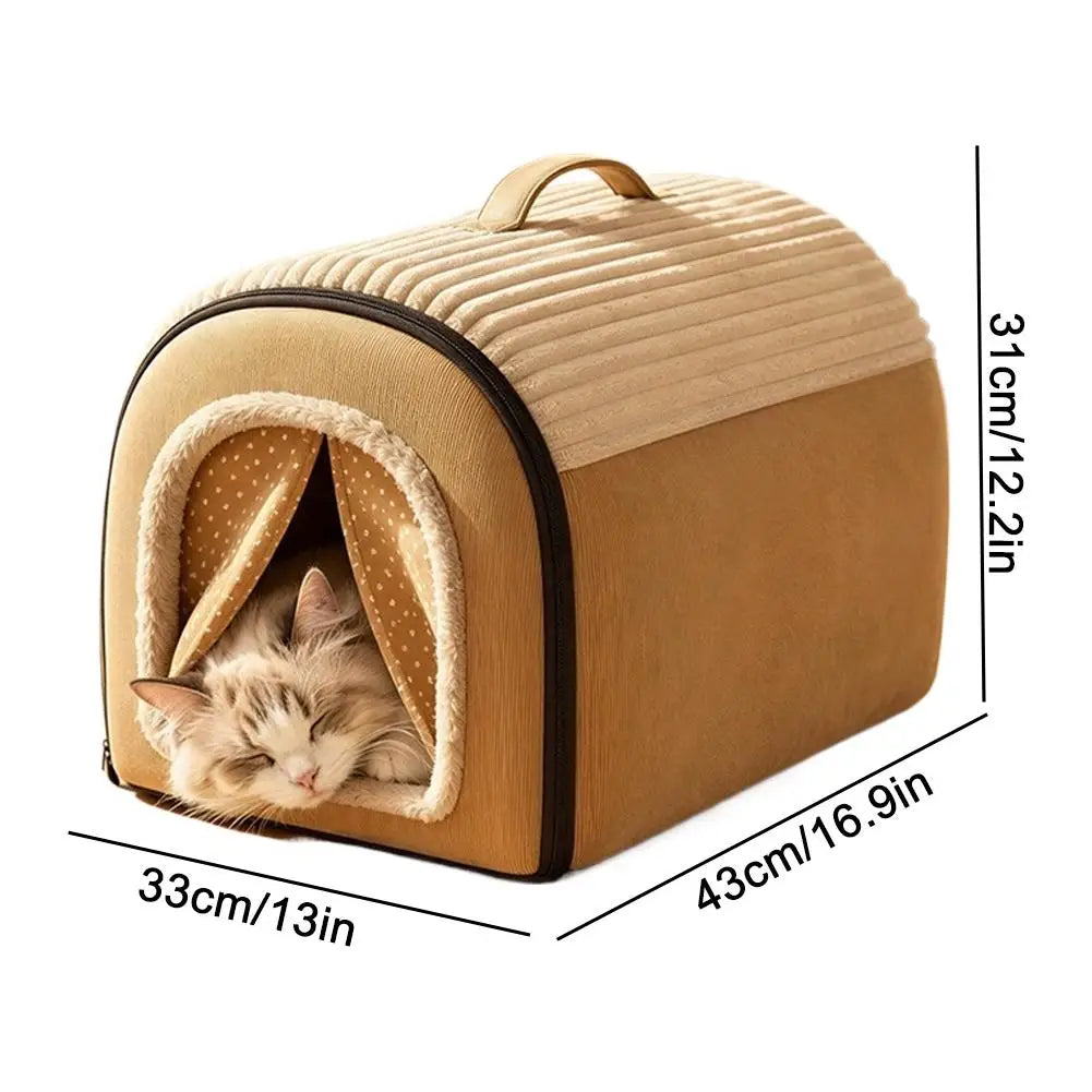 Cartoon Warm Enclosed Cat Bed Removable Washable Cushion