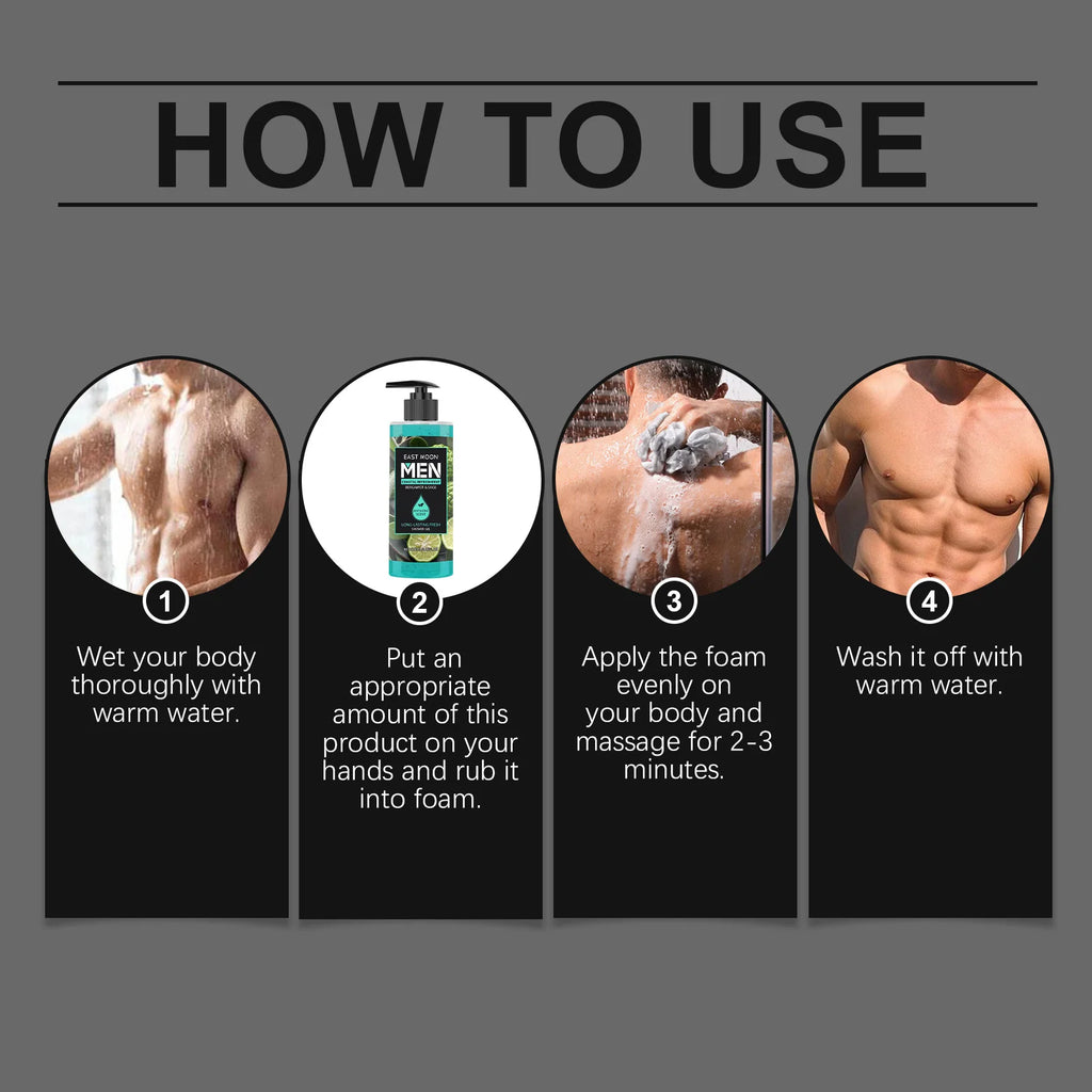 Men Long Lasting Fragrance Shower Gel Deeply Cleansing Exfoliating 3.4 fl oz