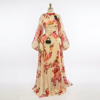 Women's Floral Print O-Neck Mermaid Maxi Dress