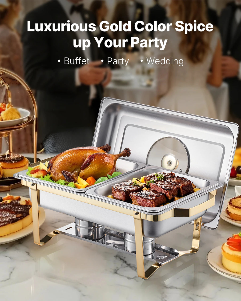 Stainless Steel Chafing Dish Buffet Set with Half Size Pans