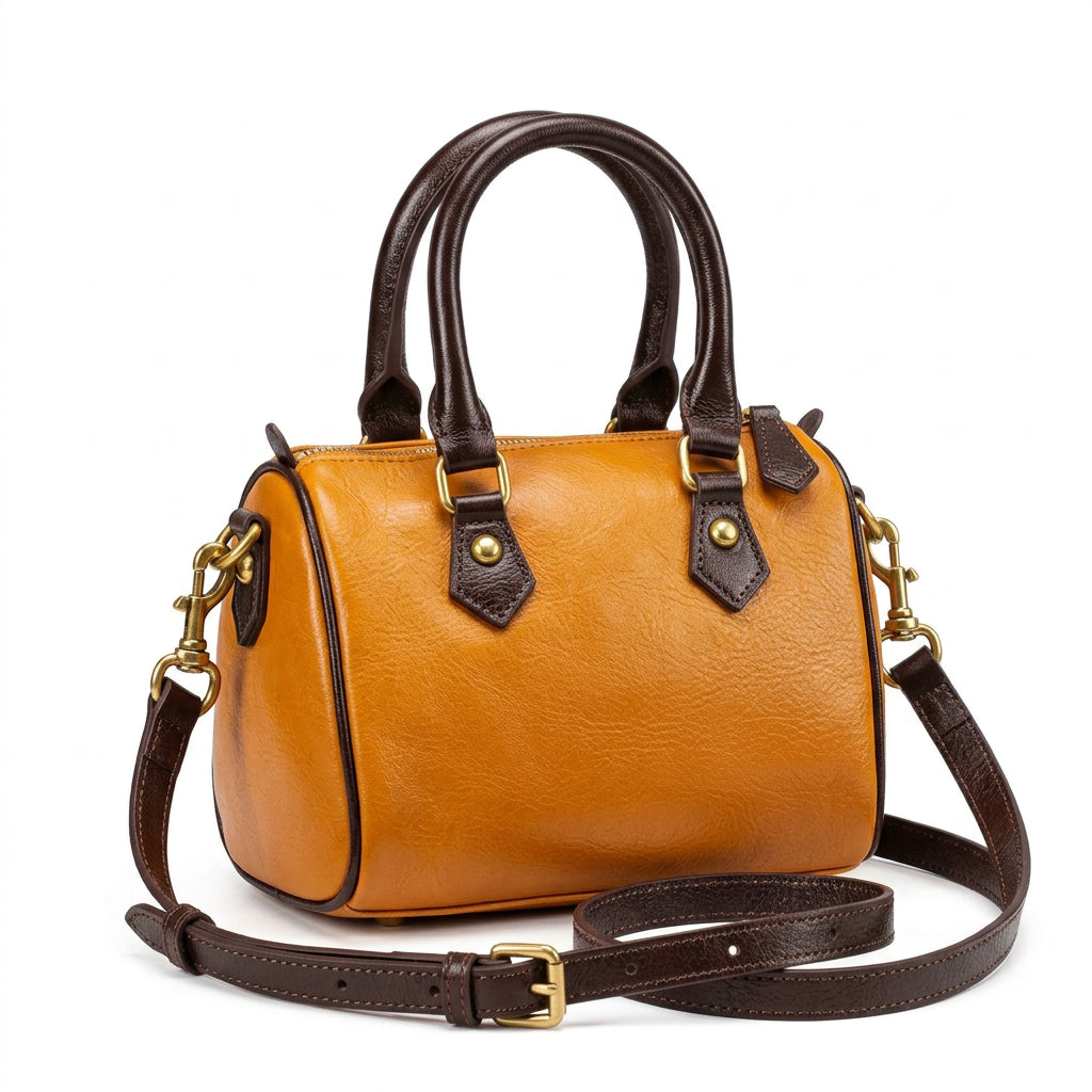 Women's Vintage Boston Genuine Leather Shoulder Handbag