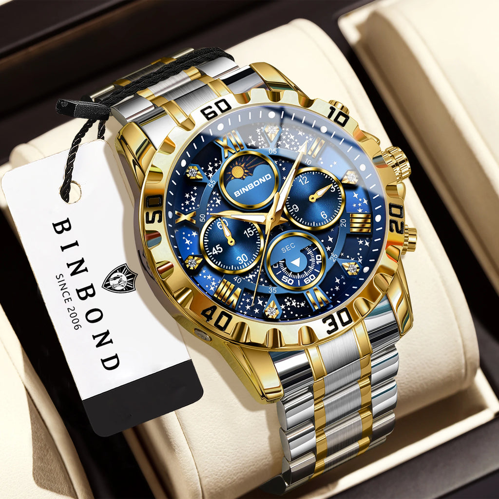 Men's Luminous Chronograph Stainless Steel Quartz Watch