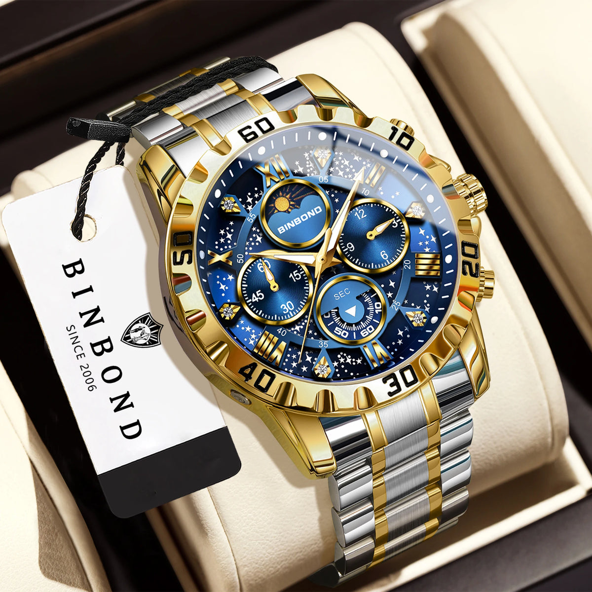 Men's Luminous Chronograph Stainless Steel Quartz Watch