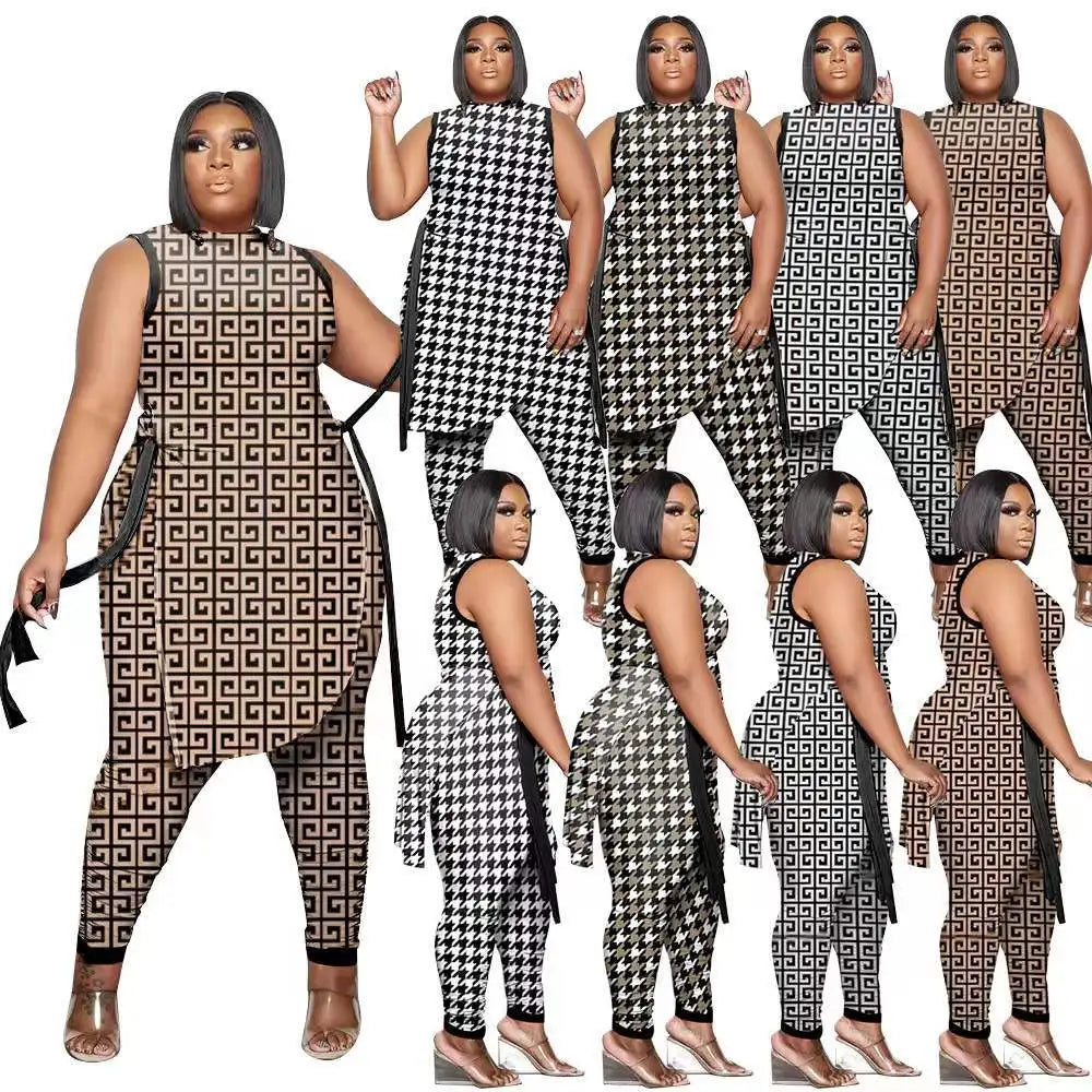 Women's Dashiki Sleeveless Top and Pants 2-Piece Set
