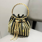 Women's Luxury Crystal Rhinestone Evening Bucket Bag