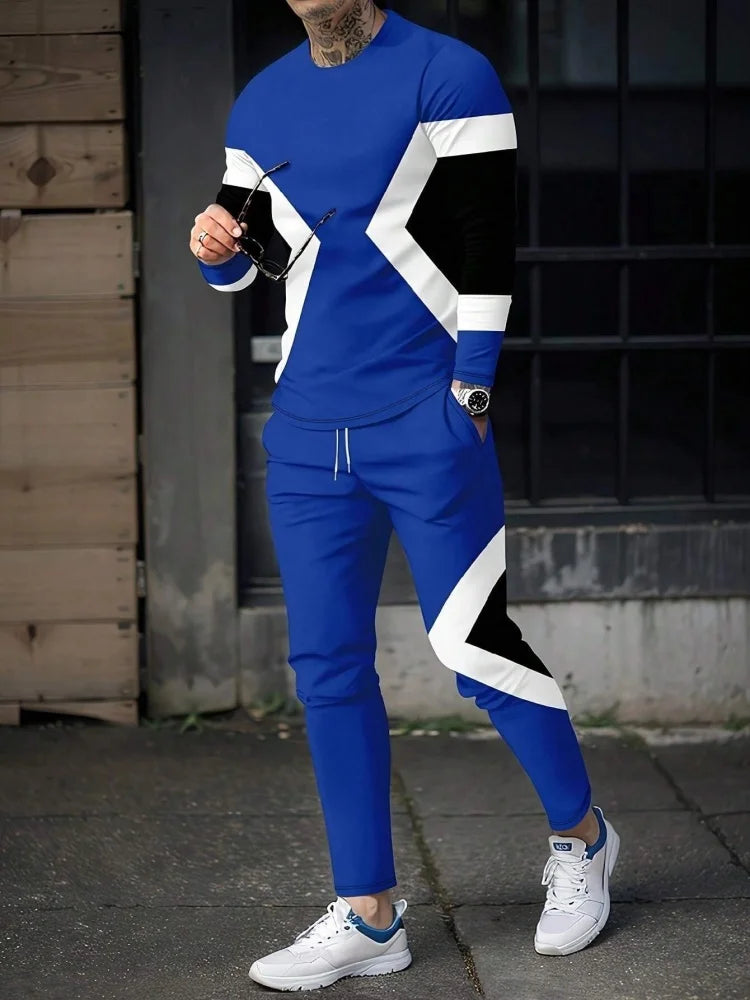 Men's Long Sleeve Round Neck Two Piece Set