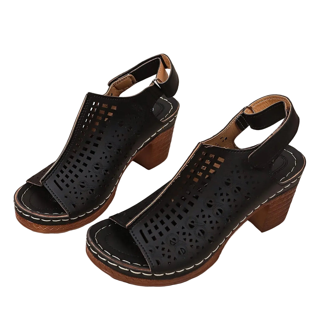 Women's Elegant Block High Heel Ankle Strap Dress Sandals