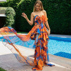 Women's Cutout One Piece Swimsuit and Skirt Set