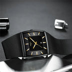 Men's Fashion Square Stainless Steel Quartz Wristwatch