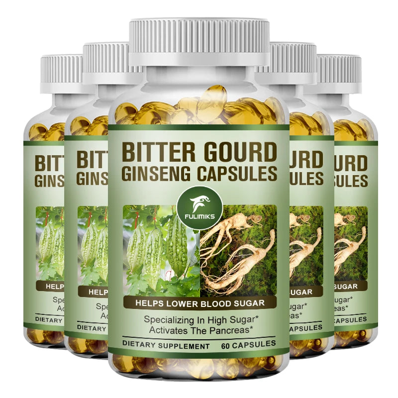 Bitter Gourd & Ginseng Blood Sugar Metabolic Support Dietary Supplement Capsules