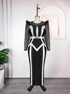 Women's African Diamond Pleated Long Evening Gown
