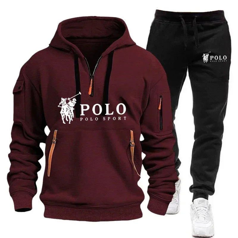 Men's Windproof Hoodie and Pants Two Piece Set