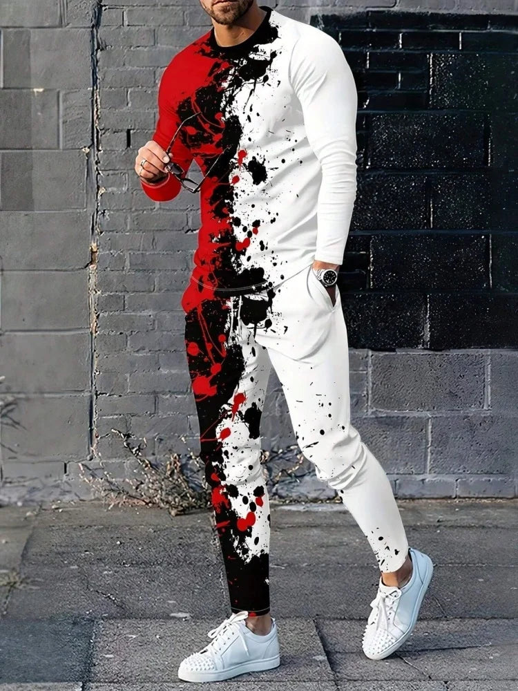 Men's Long Sleeve Round Neck Two Piece Set