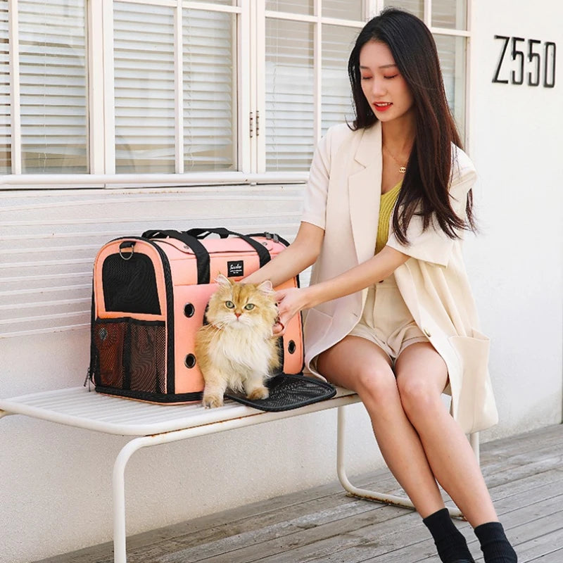 Portable Breathable Rolling Pet Carrier Suitcase for Cats Dogs