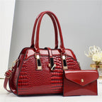 Women's Crocodile Pattern PU Leather Handbag Shoulder Tote Bag