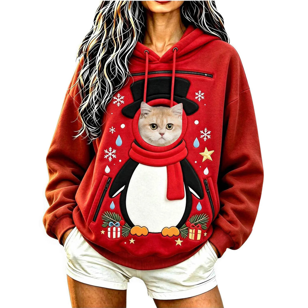 Unisex Christmas Pattern Pet Carrier Pouch Hoodie