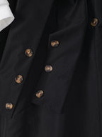 Girls' Long-Sleeved Lapel Button Contrast Color Dress