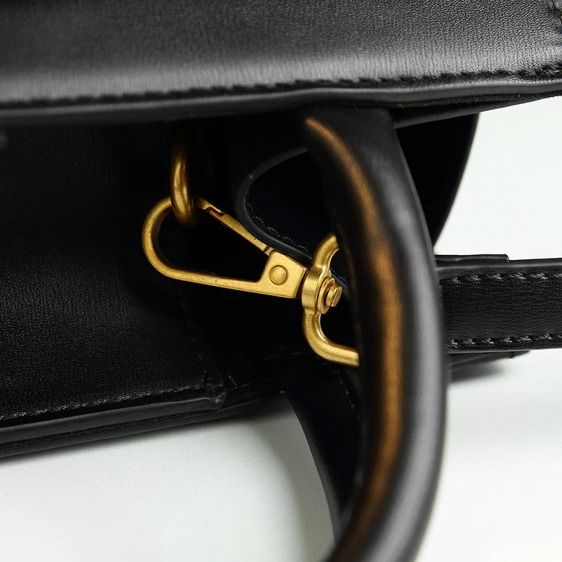 Women's Solid Color Square Buckle Crossbody Shoulder Bag