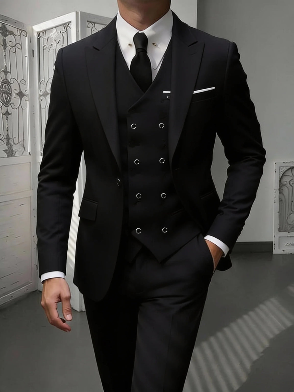 Men's Classic Slim Fit 3-Piece Suit Set