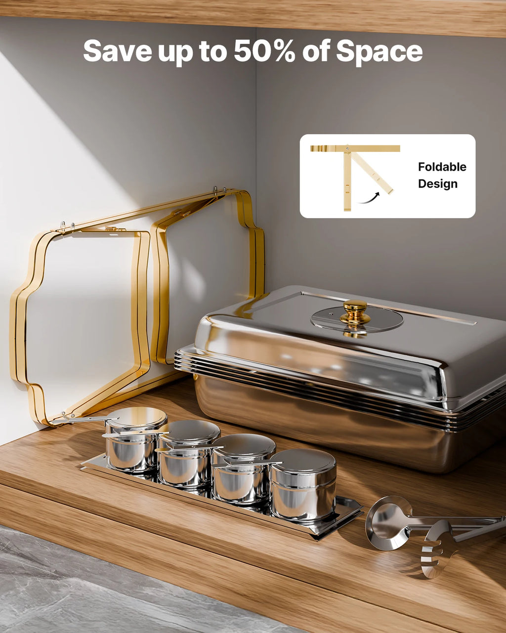 Stainless Steel Chafing Dish Buffet Set with Half Size Pans
