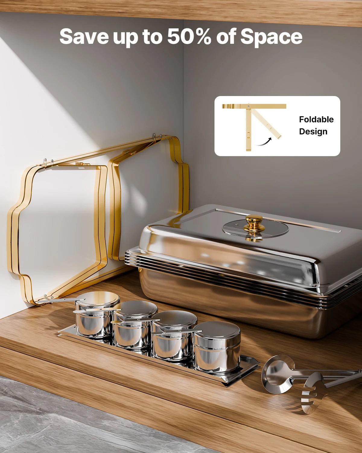 Stainless Steel Chafing Dish Buffet Set with Half Size Pans