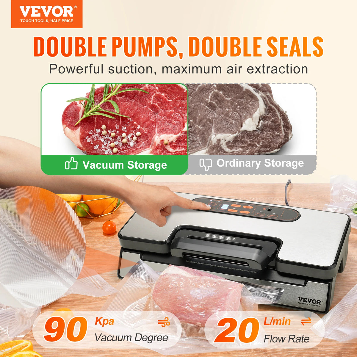 Electric Vacuum Sealer and Food Packaging Machine 130W