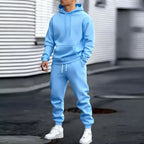 Men's Two-Piece Hooded Jogging Suit Fleece Zip Sweatshirt