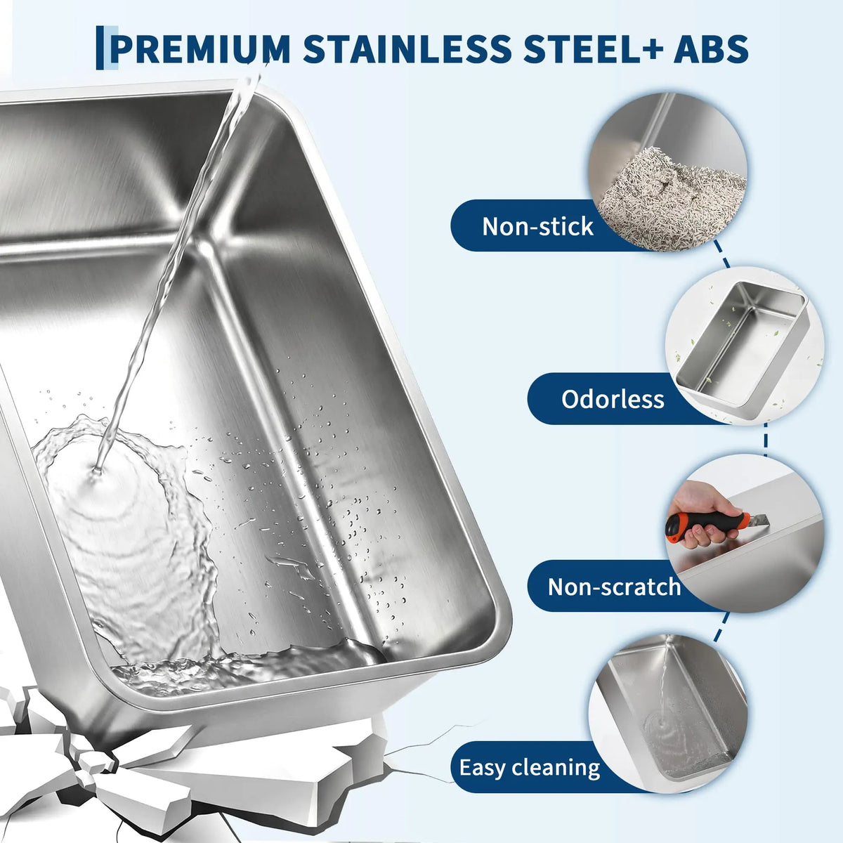 Enclosed Stainless Steel Cat Litter Box for Cats