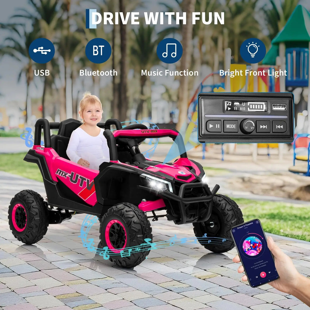 Kids 12V Electric Ride-On UTV Truck Toy with Remote Control